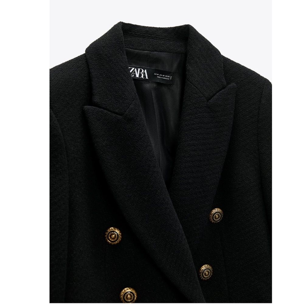 ZARA | NWT BLACK DOUBLE BREASTED LONG BLAZER - Picture 12 of 13